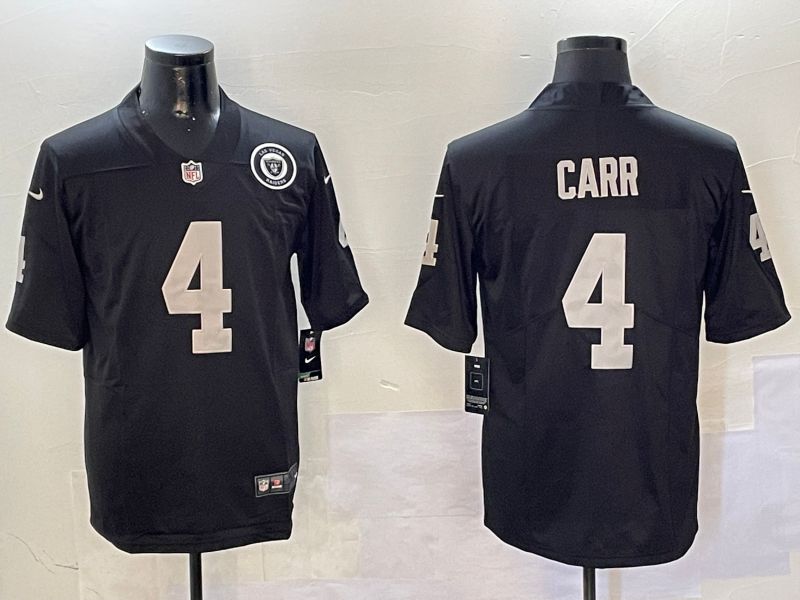 Men Oakland Raiders #4 Carr Black Second generation 2024 Nike Limited NFL Jersey style 01081